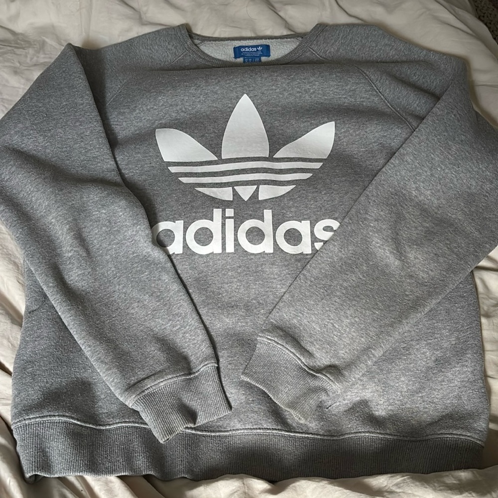 Adidas Heather Grey Crewneck Pullover.